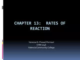 Chapter 13: rates of reaction