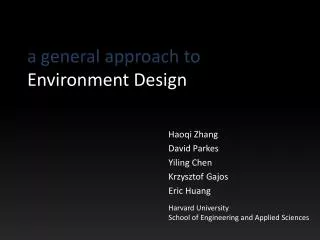 a general approach to Environment Design