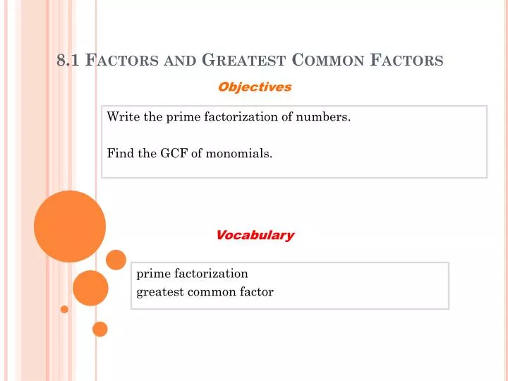 8 1 factors and greatest common factors