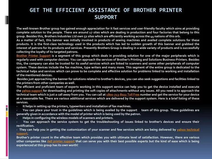 get the efficient assistance of brother printer support
