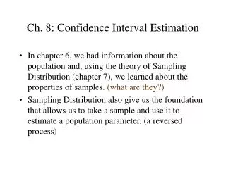 ch 8 confidence interval estimation
