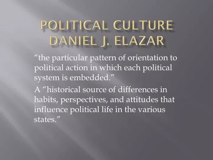 political culture daniel j elazar