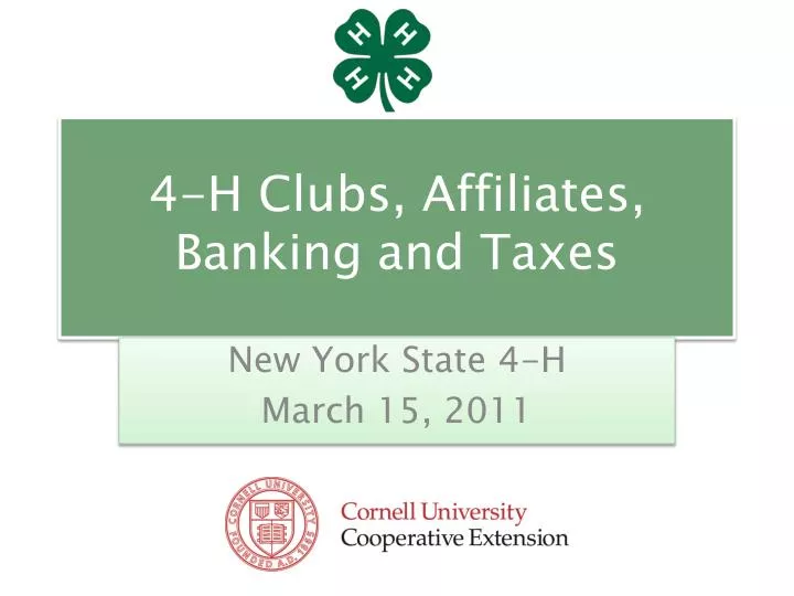 4 h clubs affiliates banking and taxes