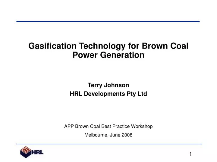 gasification technology for brown coal power generation