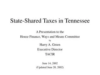 State-Shared Taxes in Tennessee