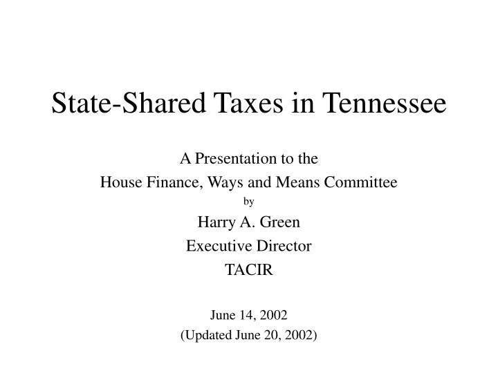 state shared taxes in tennessee
