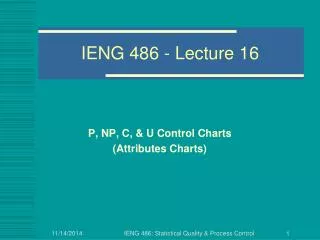 IENG 486 - Lecture 16
