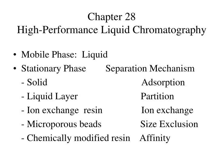 chapter 28 high performance liquid chromatography