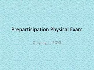 Preparticipation Physical Exam