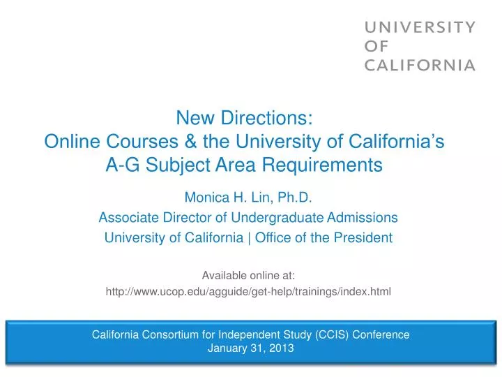 new directions online courses the university of california s a g subject area requirements