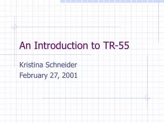 An Introduction to TR-55