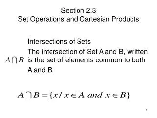 Section 2.3 Set Operations and Cartesian Products