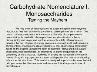 Carbohydrate Nomenclature I. Monosaccharides