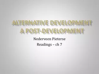 Alternative development a post-development
