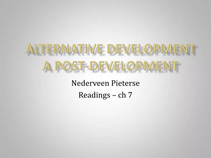 alternative development a post development