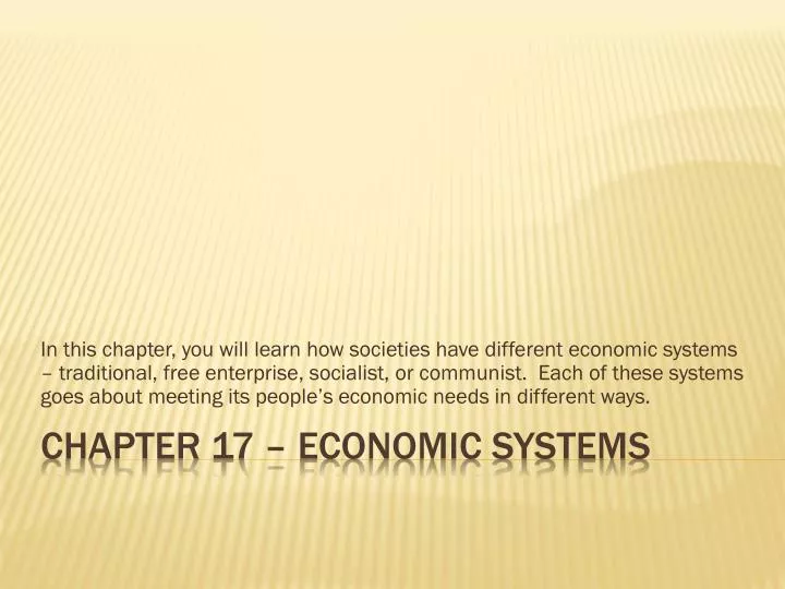 chapter 17 economic systems