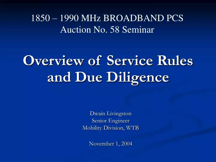 overview of service rules and due diligence