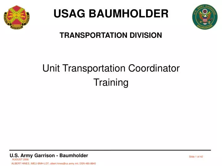 unit transportation coordinator training