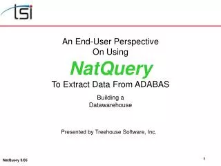 An End-User Perspective On Using NatQuery To Extract Data From ADABAS Building a Datawarehouse