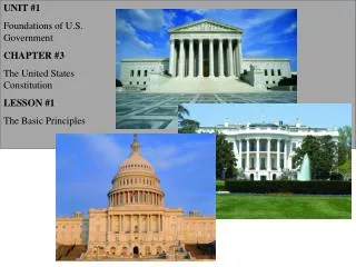 UNIT #1 Foundations of U.S. Government CHAPTER #3 The United States Constitution LESSON #1