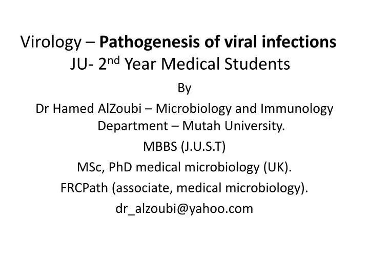 virology pathogenesis of viral infections ju 2 nd year medical students