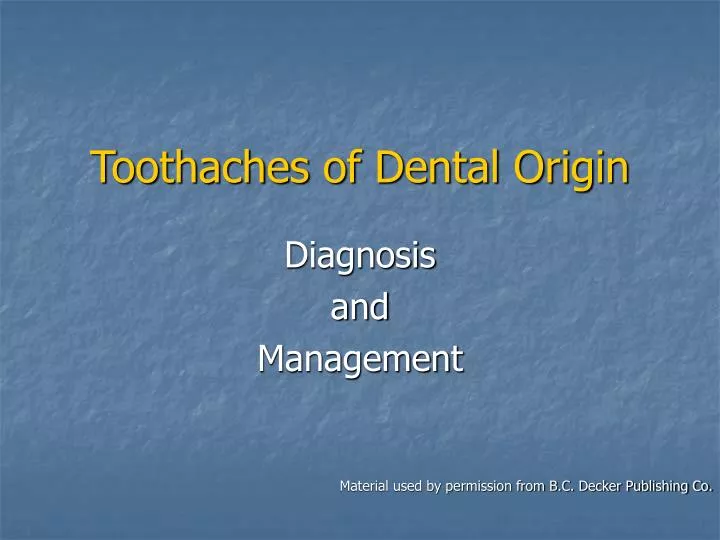 toothaches of dental origin
