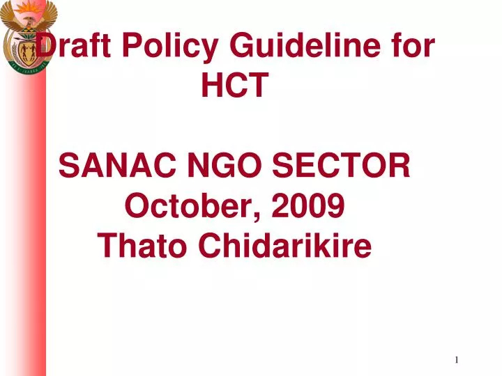 draft policy guideline for hct sanac ngo sector october 2009 thato chidarikire