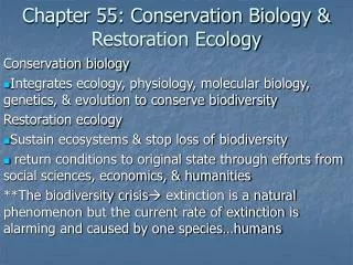 Chapter 55: Conservation Biology &amp; Restoration Ecology
