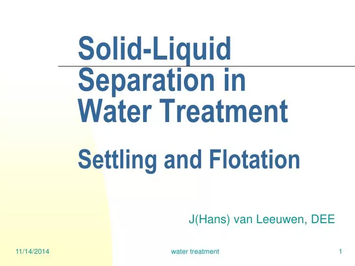 solid liquid separation in water treatment settling and flotation