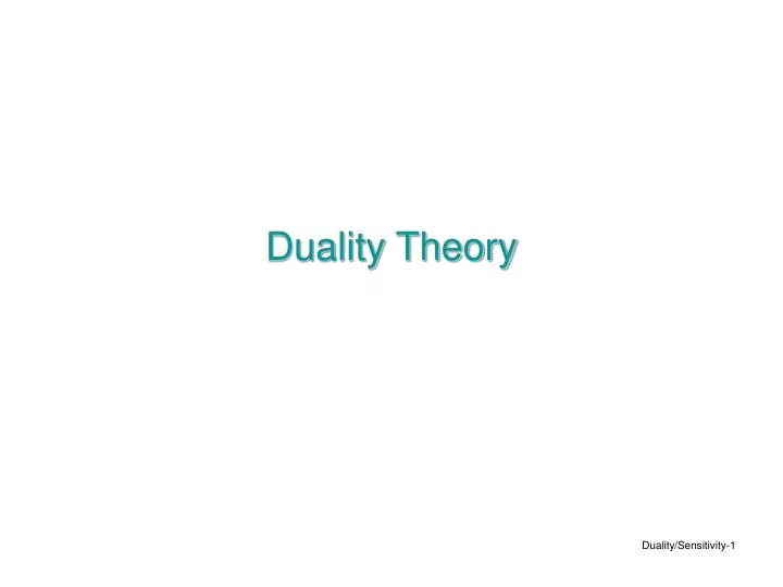 duality theory