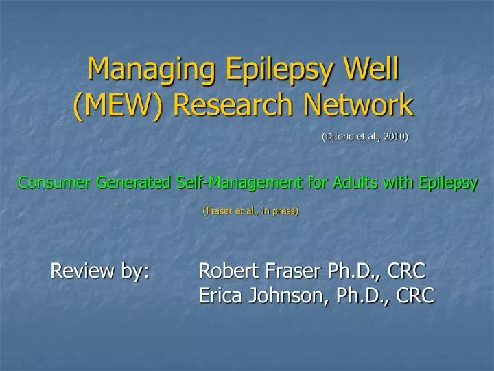 managing epilepsy well mew research network