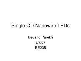 Single QD Nanowire LEDs