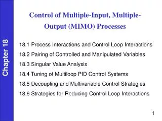 Control of Multiple-Input, Multiple-Output (MIMO) Processes