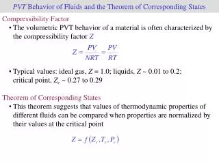 PVT Behavior of Fluids and the Theorem of Corresponding States