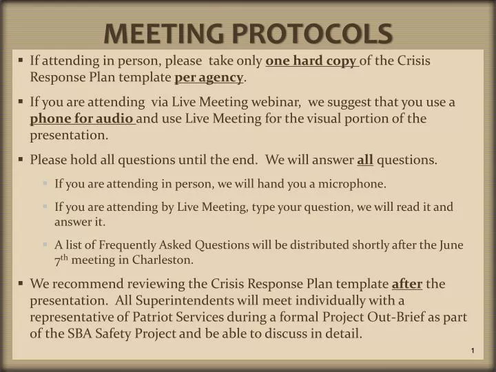 meeting protocols
