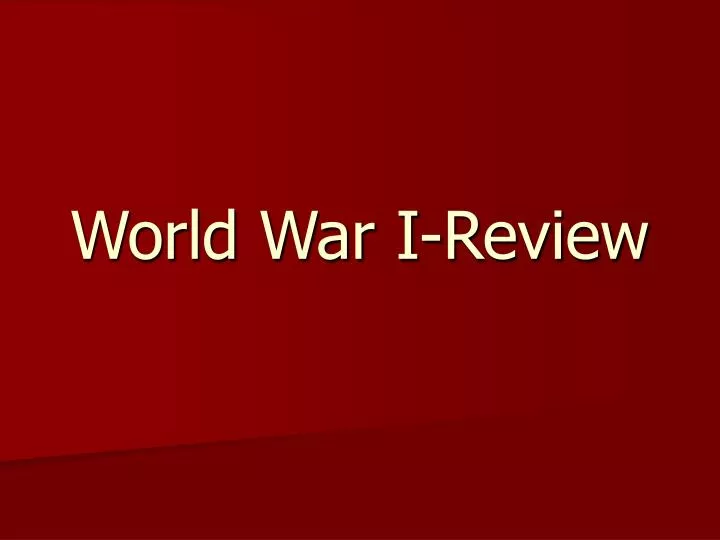 world war i review