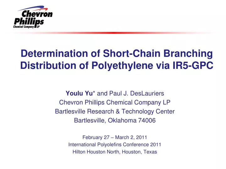 determination of short chain branching distribution of polyethylene via ir5 gpc