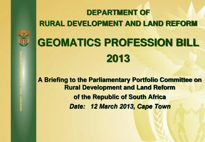 department of rural development and land reform geomatics profession bill 2013