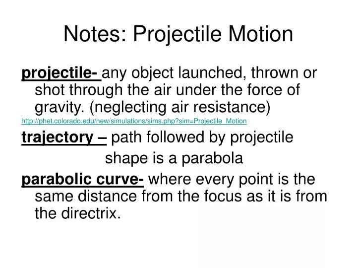 notes projectile motion