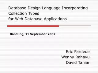 Database Design Language Incorporating Collection Types for Web Database Applications