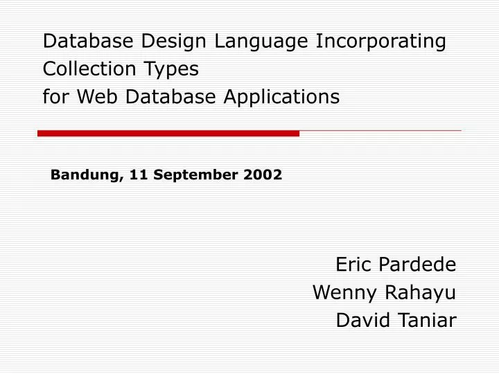 database design language incorporating collection types for web database applications