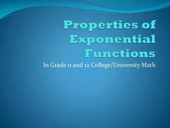 properties of exponential functions