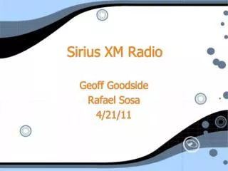 Sirius XM Radio