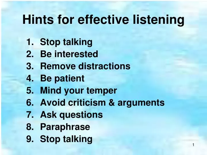 hints for effective listening