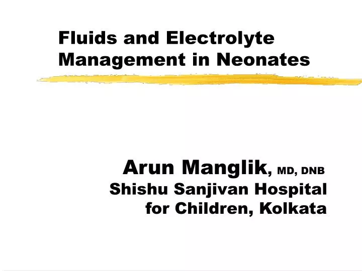 fluids and electrolyte management in neonates