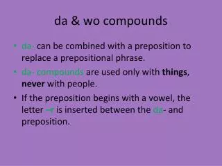 d a &amp; wo compounds