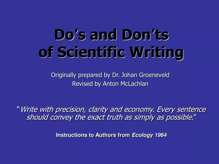 do s and don ts of scientific writing