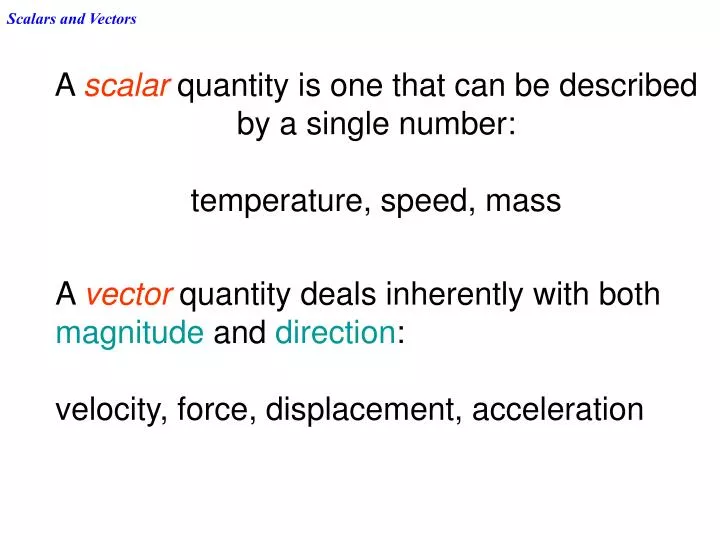 scalars and vectors