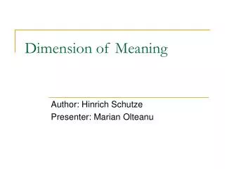 Dimension of Meaning