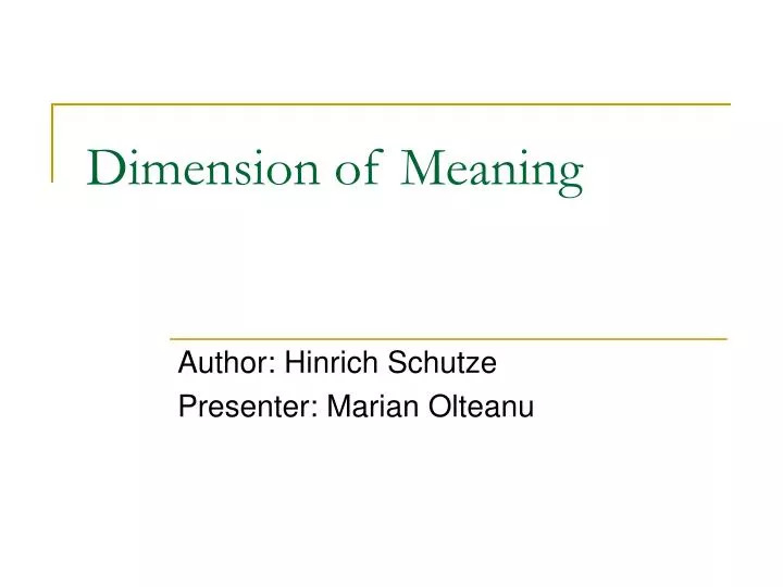 dimension of meaning